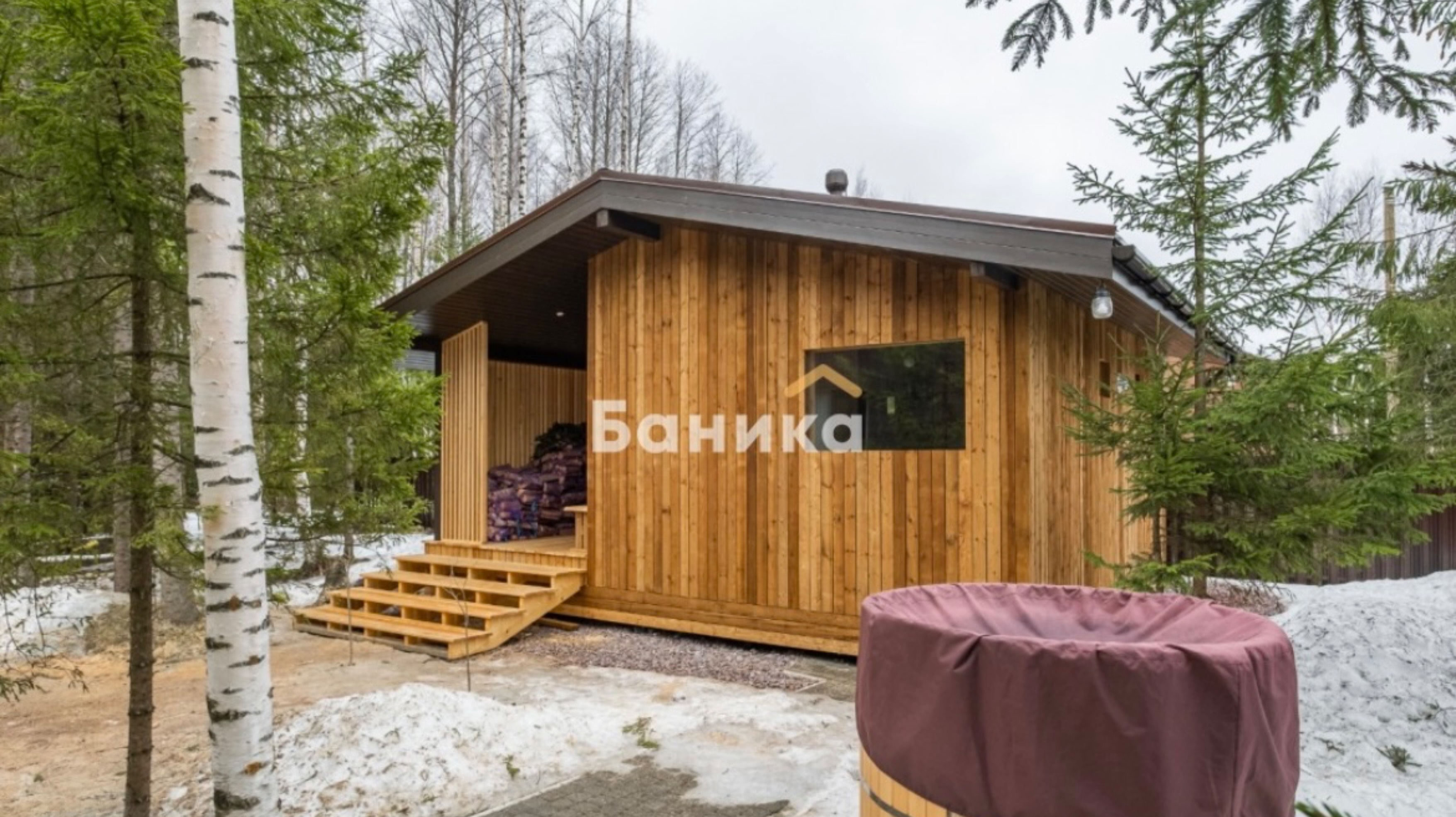 Подробный обзор бани с террасой и купелью от Компании БаниКа