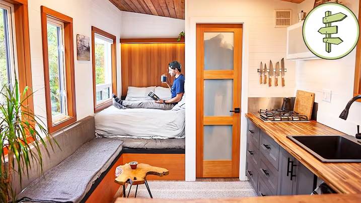 [4K] Man Living in a Self-Built Ultra Small Tiny House for 4 Years - FULL TOUR