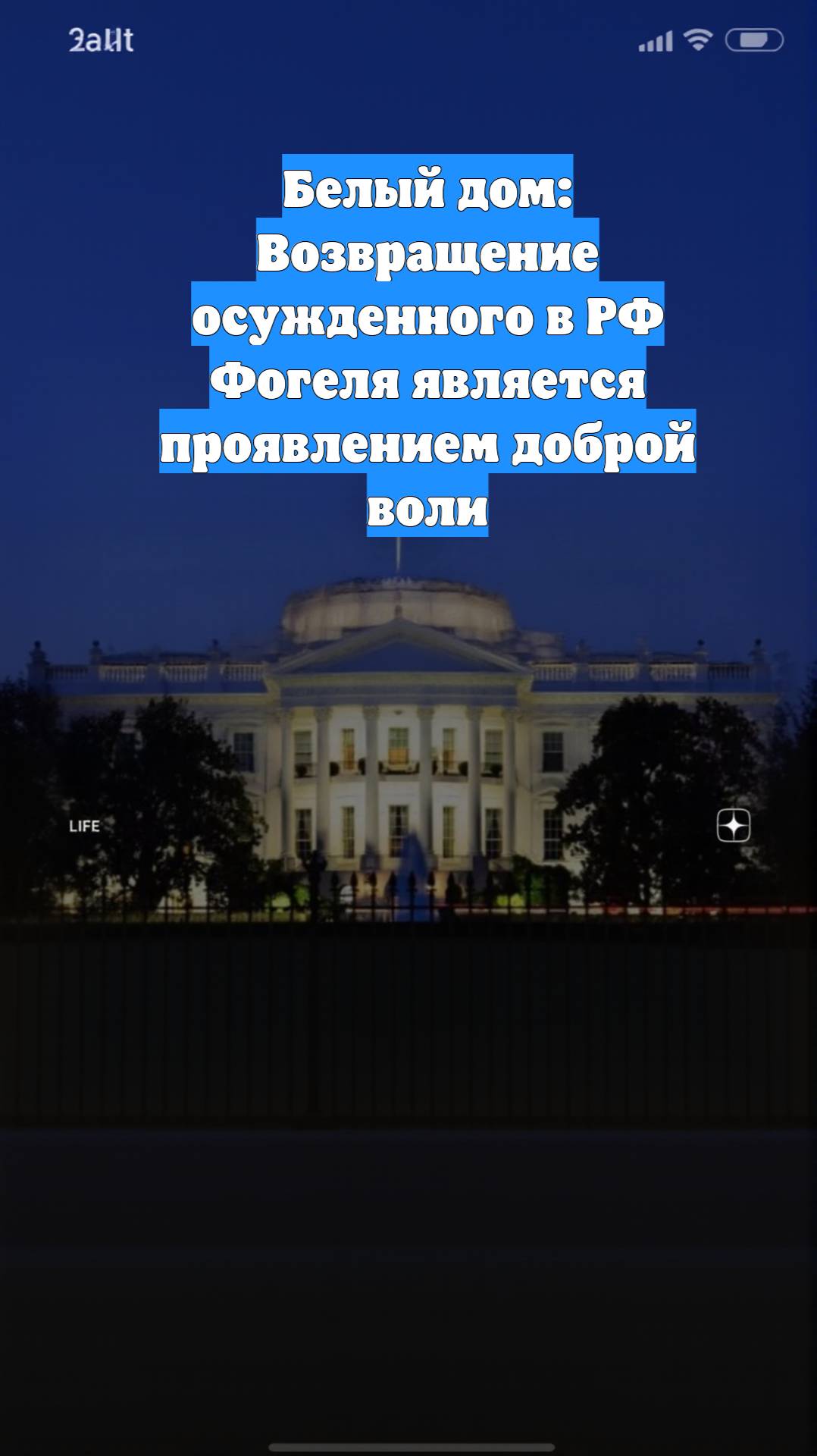 Белый дом: Возвращение осужденного в РФ Фогеля является проявлением доброй воли