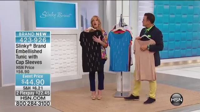Slinky Brand Embellished Tunic with Cap Sleeves