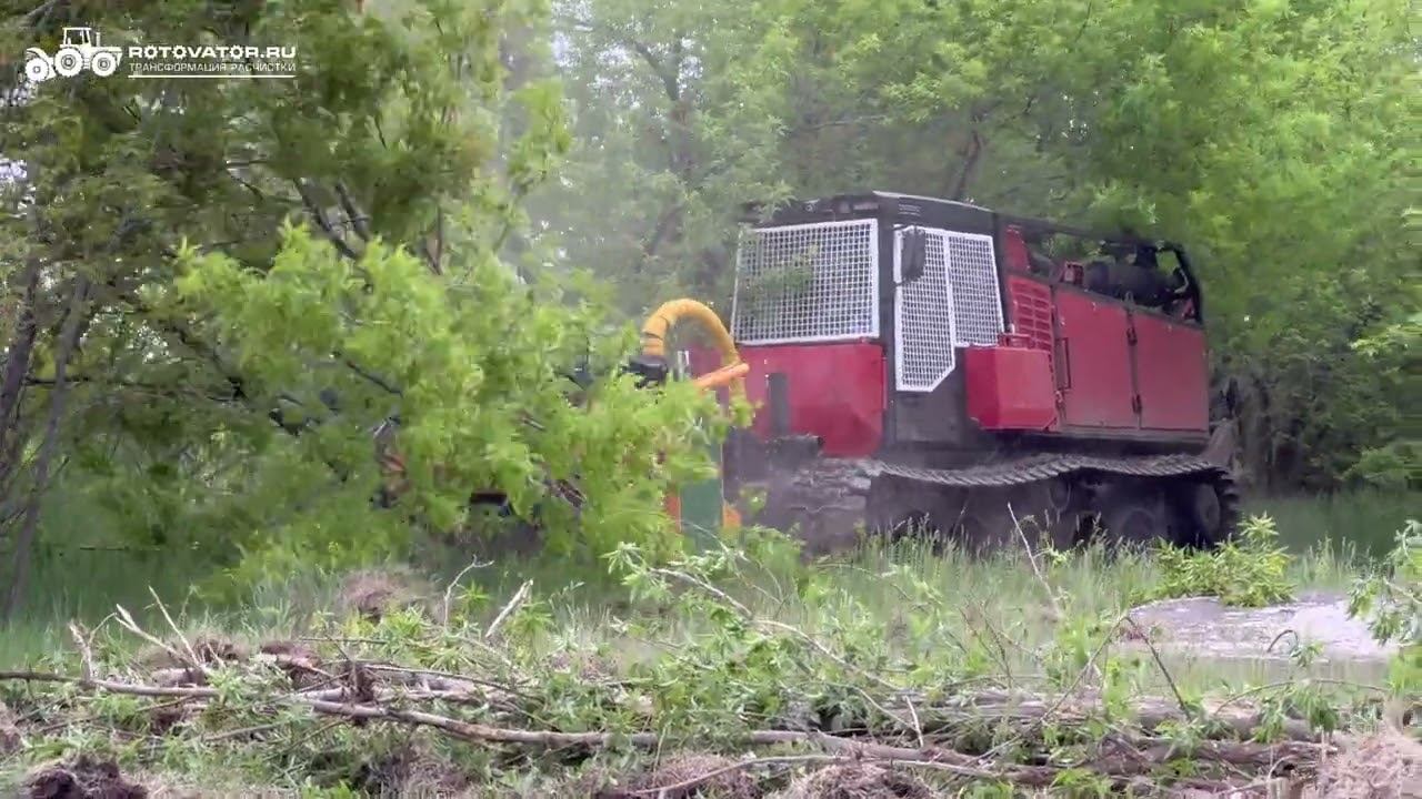 ЭКСПРЕСС УДАЛЕНИЕ ДЕРЕВА ГУСЕНИЧНЫМ САМОХОДНЫМ МУЛЬЧЕРОМ ТЛП-4М-038 ГСТ ПРО с ИЗМЕЛЬЧИТЕЛЕМ SERRAT