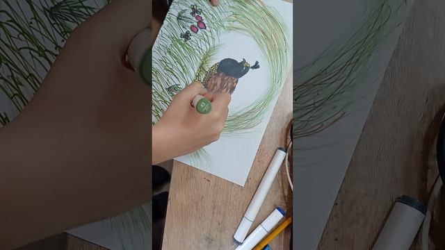 Перепел в уютной траве.