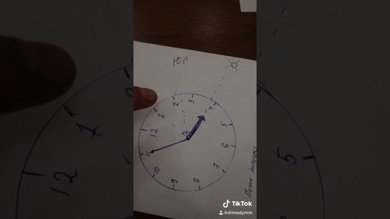 Определение сторон света по солнцу и часам #shorts