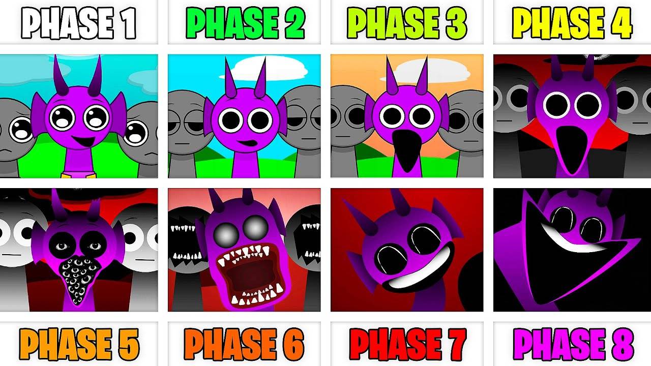 True All Phases в Incredibox Sprunki — Фаза 1 VS Фаза 2 VS Фаза 3 VS Фаза 4 VS Фазы 5-8