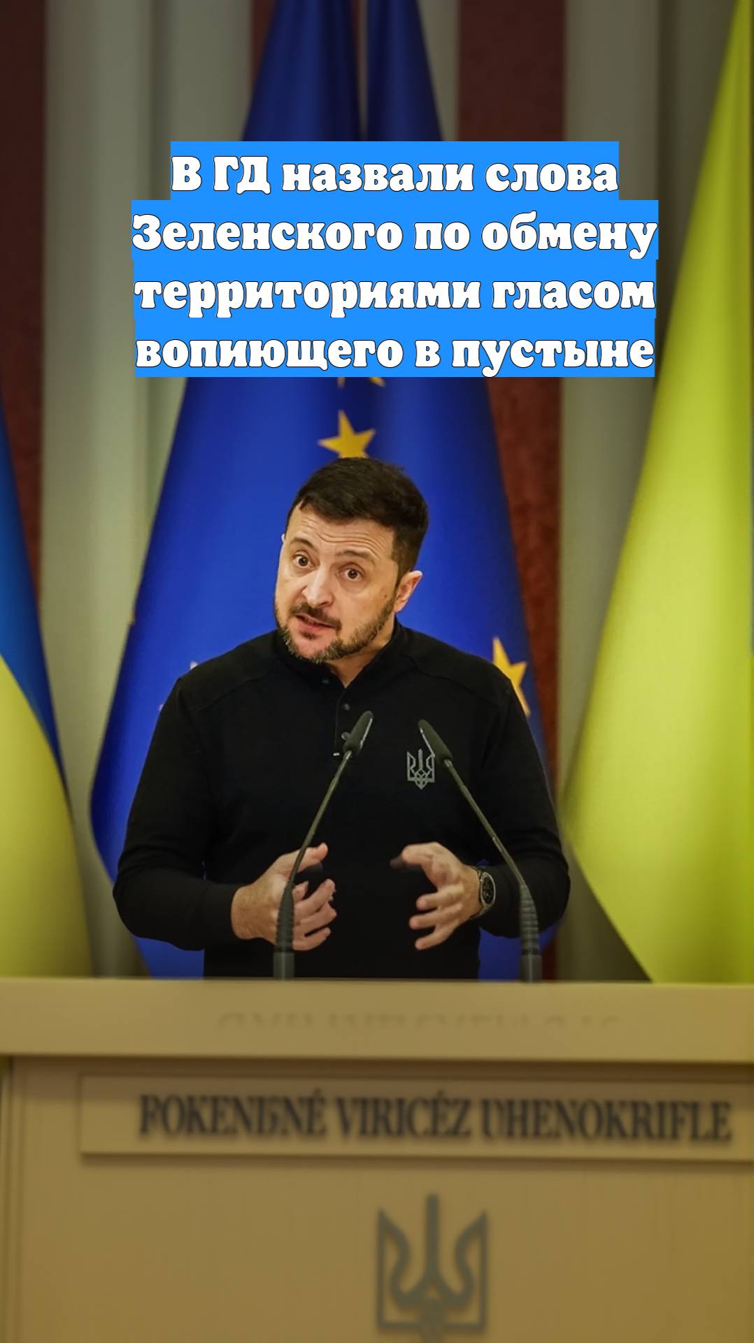 В ГД назвали слова Зеленского по обмену территориями гласом вопиющего в пустыне