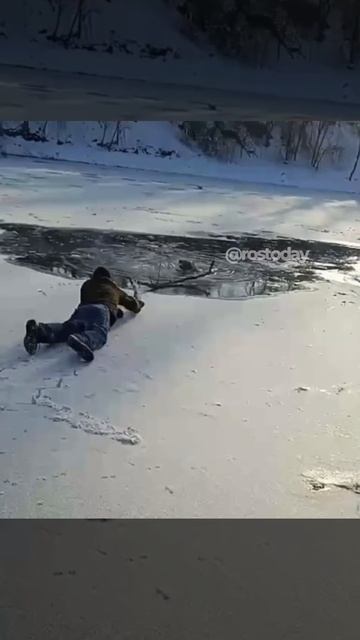 В Белой Калитве мужчина спас провалившеюся под лёд собаку.