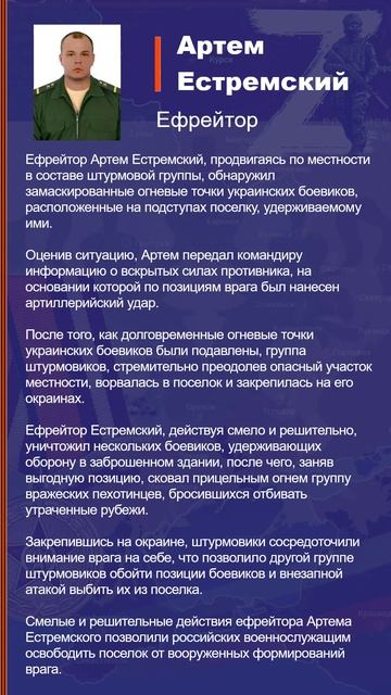 Артём Естремский Наградной лист Z