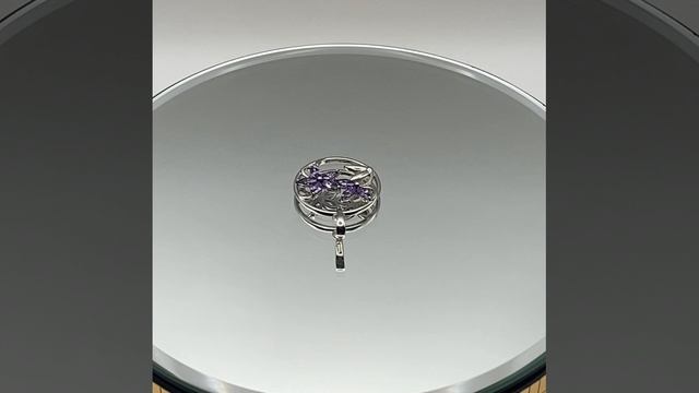 Серебряная круглая подвеска цветы с фианитами Б53816014Пл6