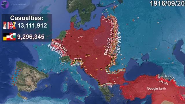 Первая мировая война на карте за 1 минуту