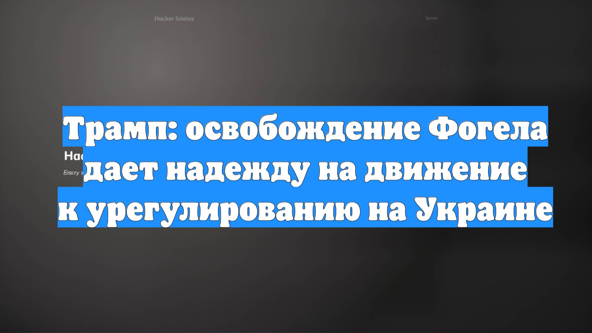 Трамп: освобождение Фогела дает надежду на движение к урегулированию на Украине