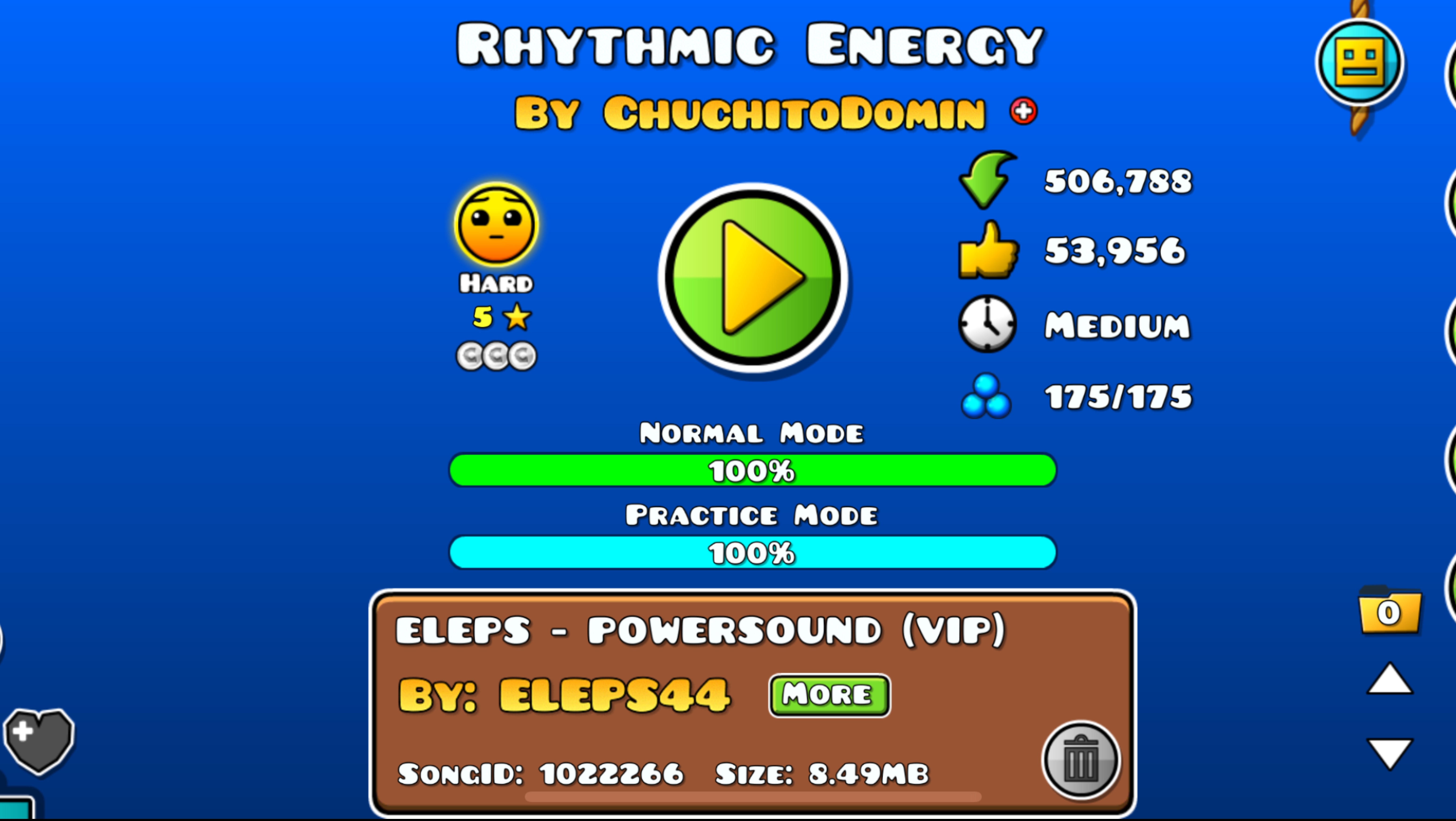 Rhythmic Energy by ChuchitoDomin Geometry Dash level 100% all coin