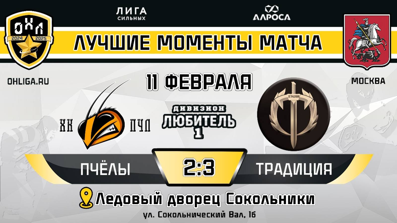 ОБЗОР / ПЧЁЛЫ - ТРАДИЦИЯ / 11.02.25 / ОХЛ МОСКВА / ДИВИЗИОН ЛЮБИТЕЛЬ 1