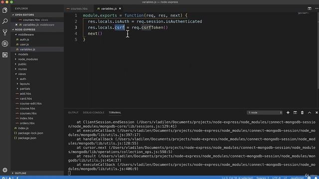Полное руководство Node.JS Урок 59 Добавление CSRF защиты