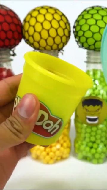 Satisfying Video l How to Make Playdoh Noddles with Mesh Stress Balls & Coca Cola Bottle Beads Asmr
