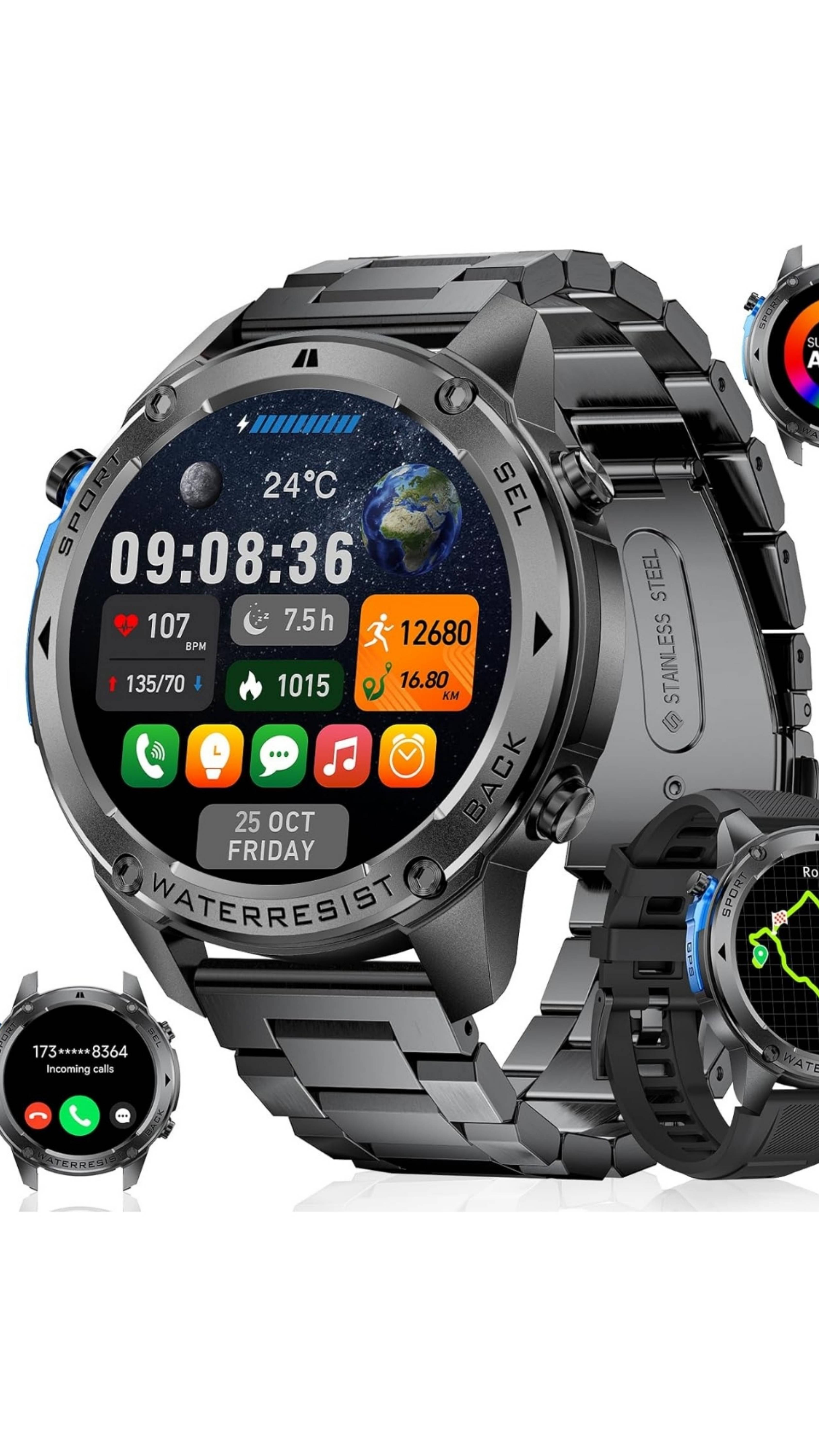 Men's GPS Smartwatch with Calling & 50M Waterproof