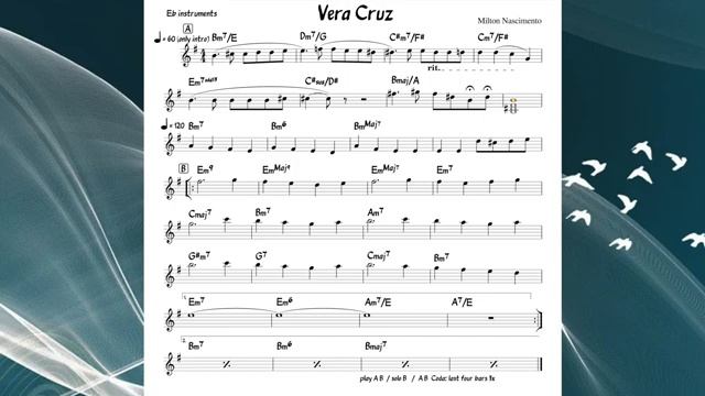 Vera Cruz (Milton Nascimento) Backing track + score for Eb alto instruments