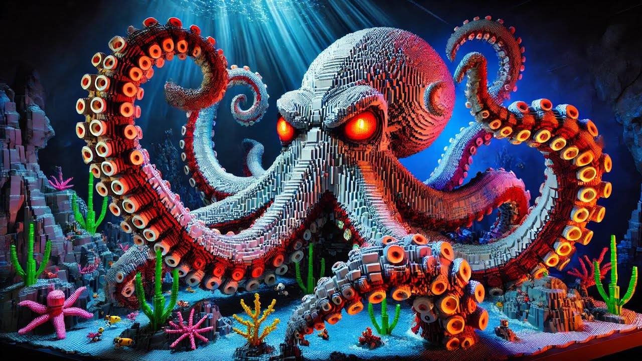 ГИГАНТСКИЙ ОСЬМИНОГ В ГЛУБОКОМ ОКЕАНЕ. ОСЬМИНОГ ИЗ ЛЕГО ДЛЯ ДЕТЕЙ