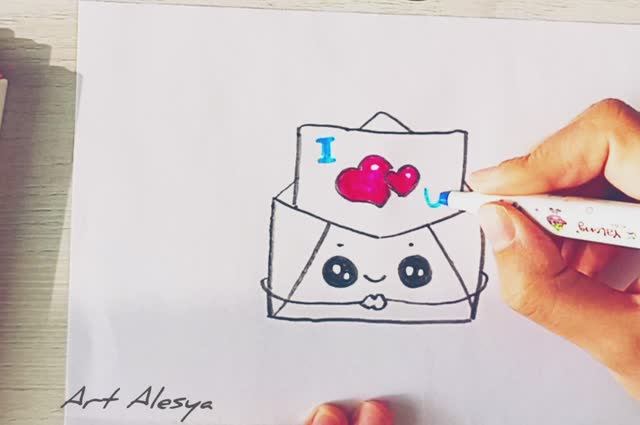 Милый рисунок на день влюбленных 14 февраля ❤️