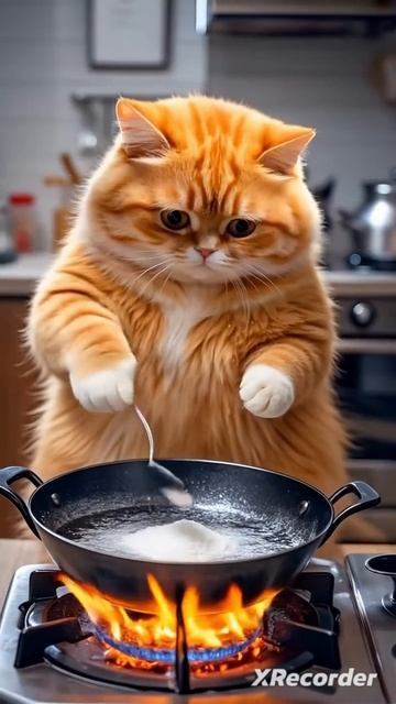 Кошка готовил клубничный карамел