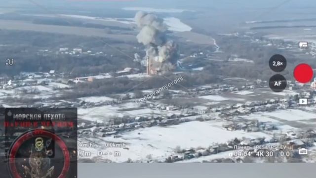 Прилёт 3-х ФАБов по оккупантам в районе Гуево Курской области.