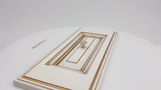 Мебельная ручка-кнопка d.25 мм. Цвет - золото винтаж/слоновая кость.