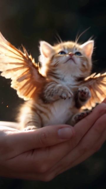 Котёнок учиться летать