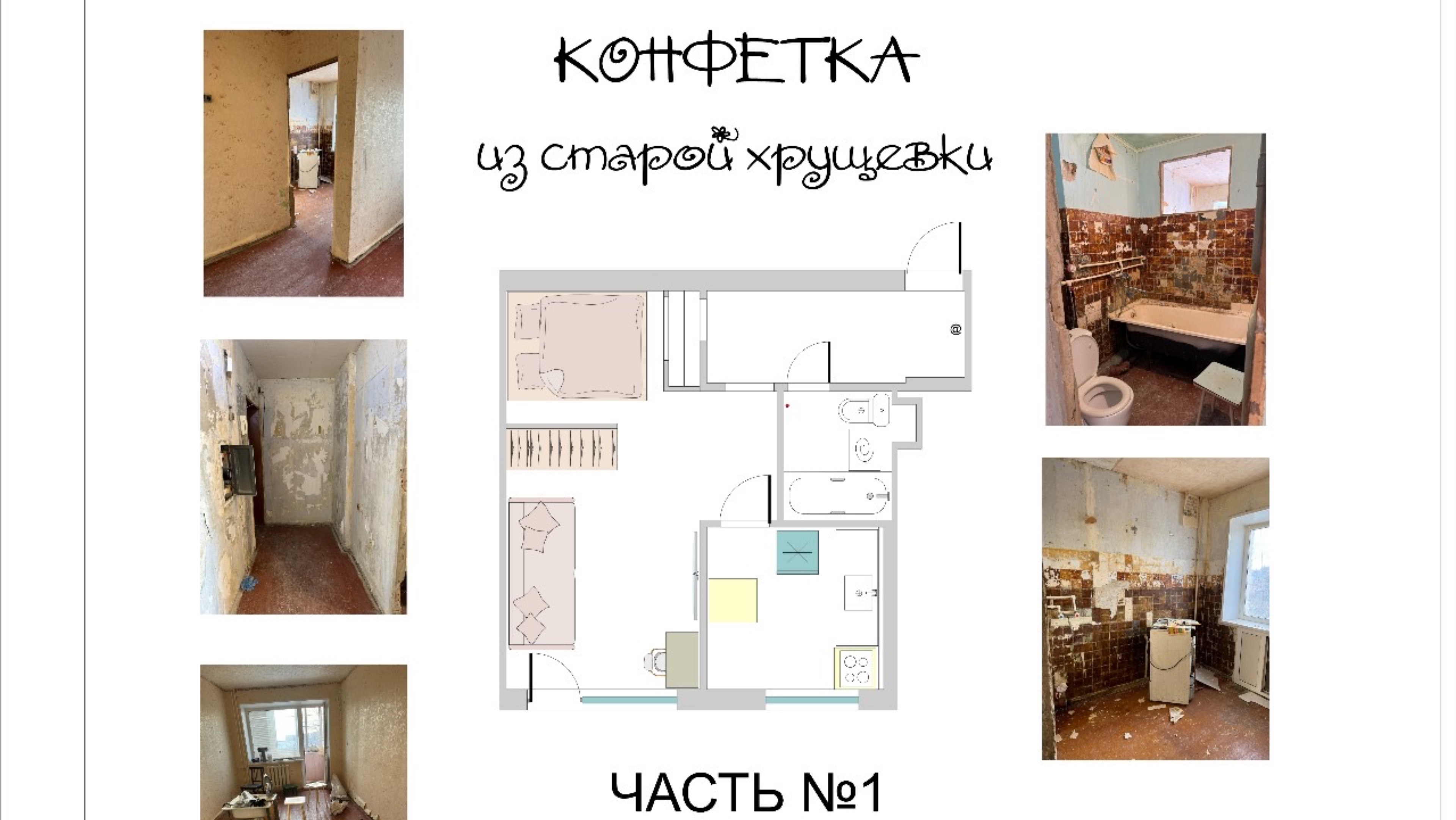 Конфетка из хрущевки. Никакого хоумстейджинга, только капремонт! Часть 1