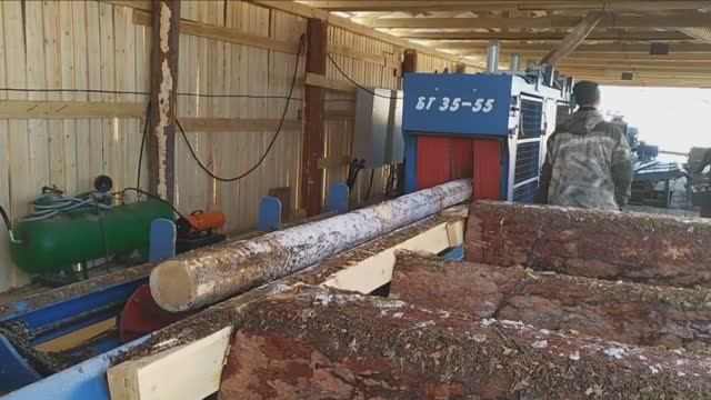 Лесопильная линия, частичная механизация