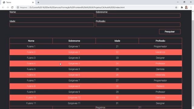 Frontend - Entendo o HTML com o CSS - 0431 - Estilizando tabelas (Parte 2)