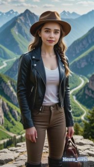 Нейро девушки в походе в горах