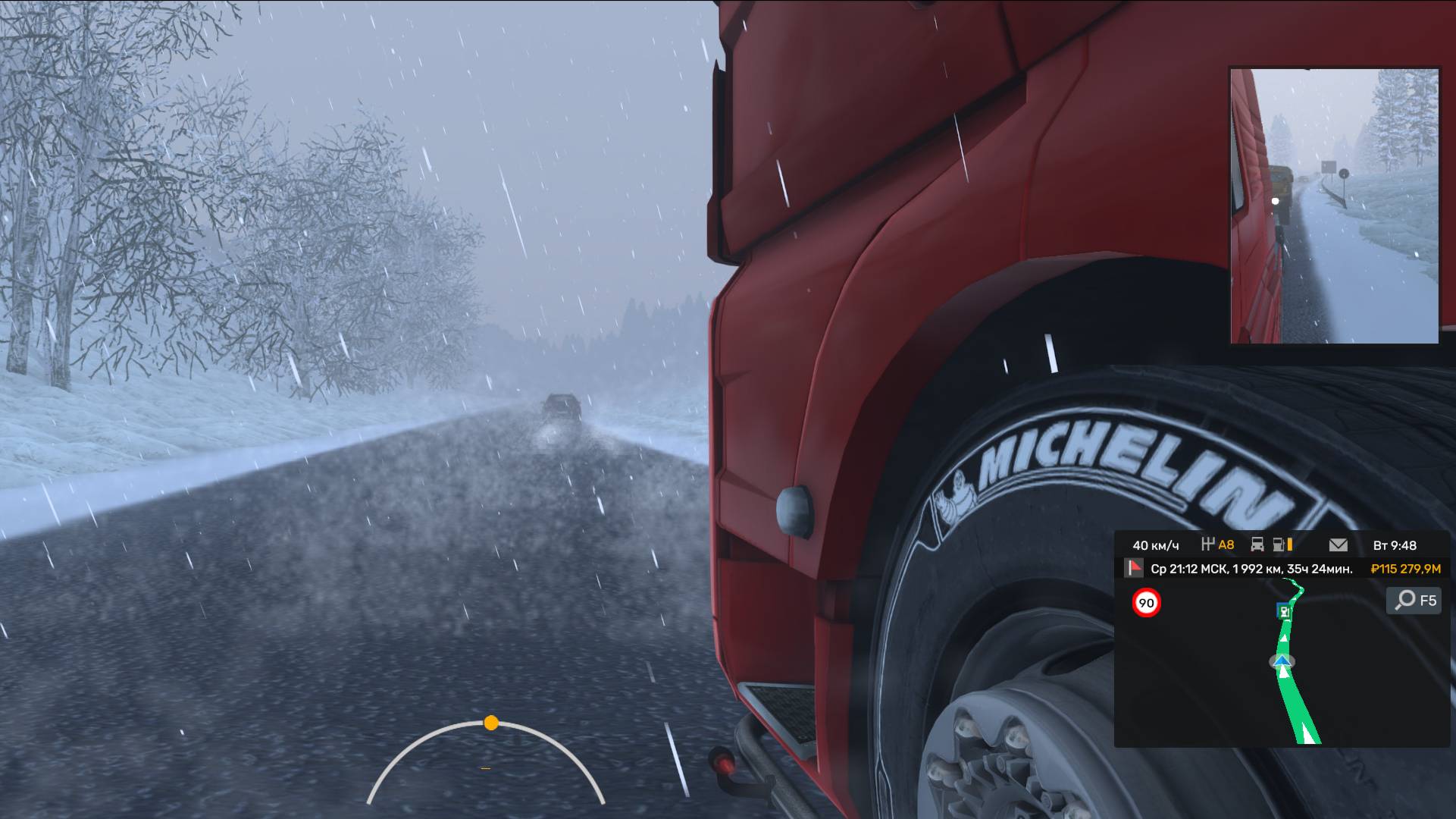 По зимним дорогам Европы в ETS 2 таскаю грузы