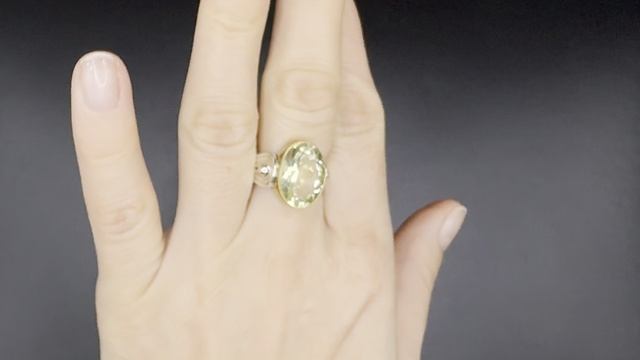 Кольцо с цитрином Размер 18 Серебро 925 пробы, латунь Камень 14x10 мм ЦИ048Е
