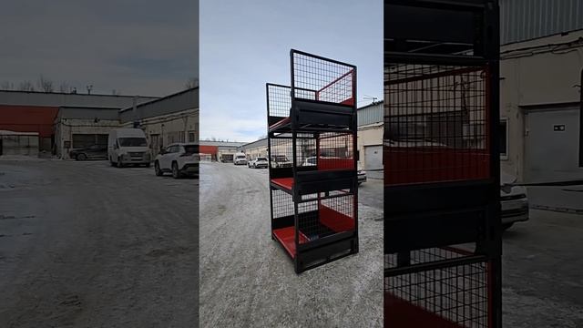 Складной штабелируемый стальной сетчатый поддон с высокой прочностью PowerMechanics