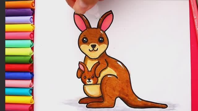 Как нарисовать кенгуру с детенышем