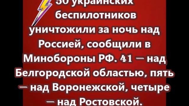 50 украинских беспилотников уничтожили за ночь над Россией