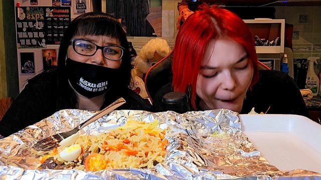 Мукбанг | Шаурма на дровах, Плов, Картошка фри 🍟 | Обжор Асмр