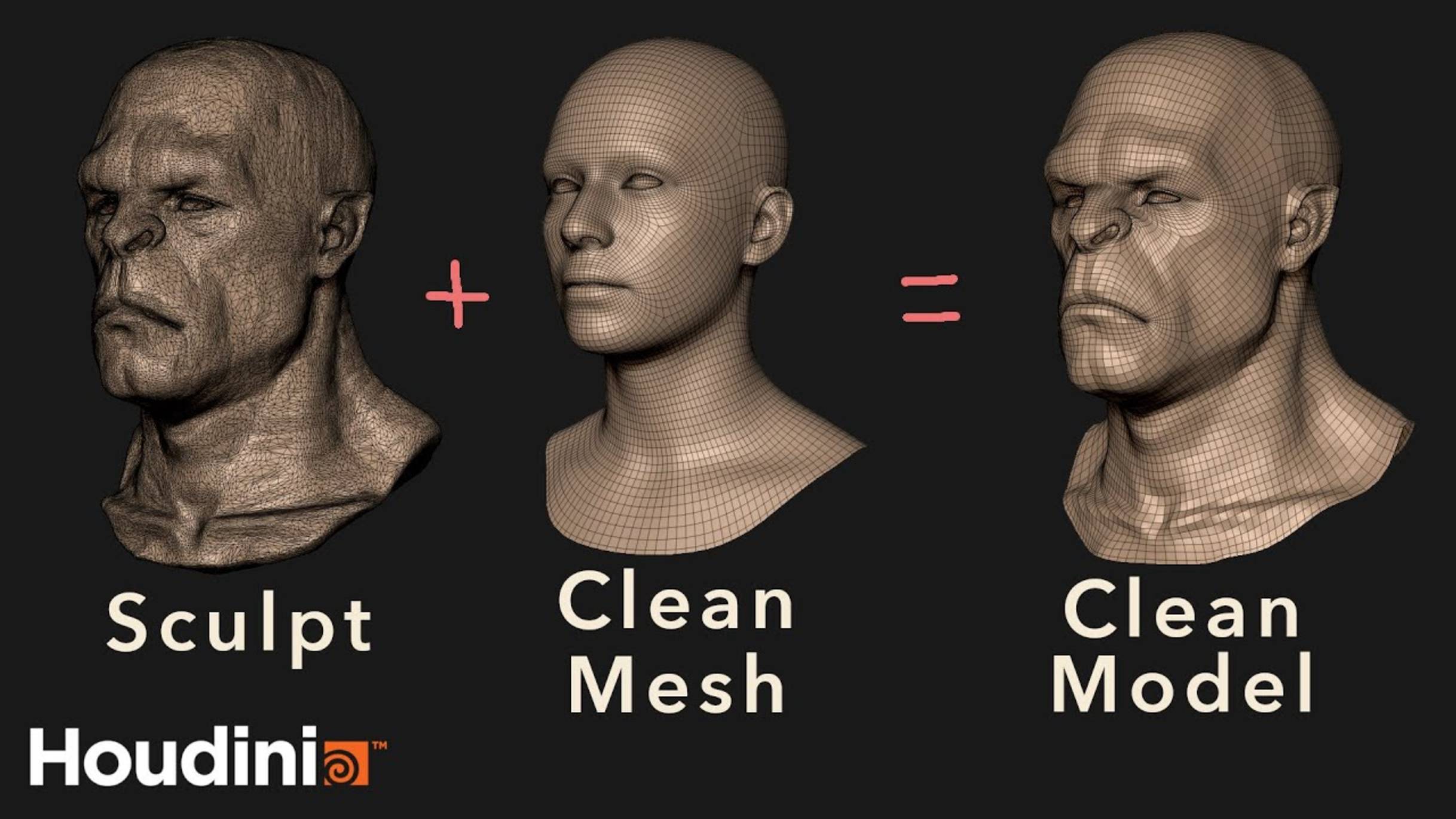 Transfer Details of a Sculpt onto a Clean Topology Mesh - HOUDINI Topotransfer (ZWrap Alternative)