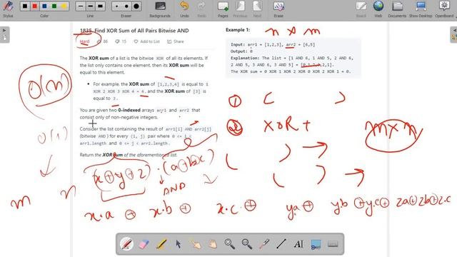 Find XOR Sum of All Pairs Bitwise AND | Leetcode 1835 | Interview Tips