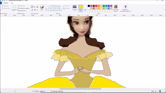 Belle and rose. Beauty and the Beast. Princesses Disney. Drawing a dress.