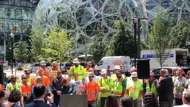 Amazon & Seattle Mayor says thanks to Seattle Construction Workers