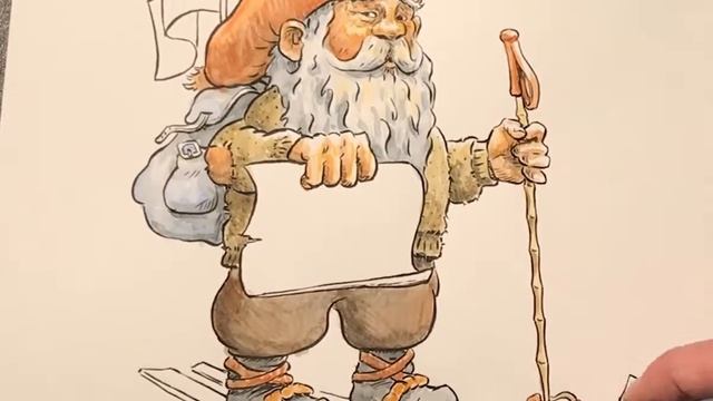 Speed drawing video of a Norwegian nisse