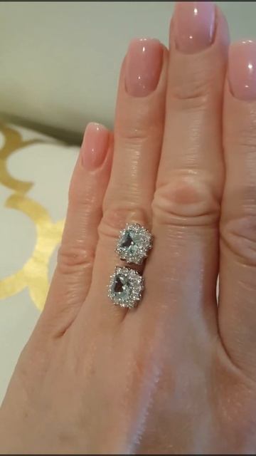 Серьги с аквамарином и бриллиантами Италия