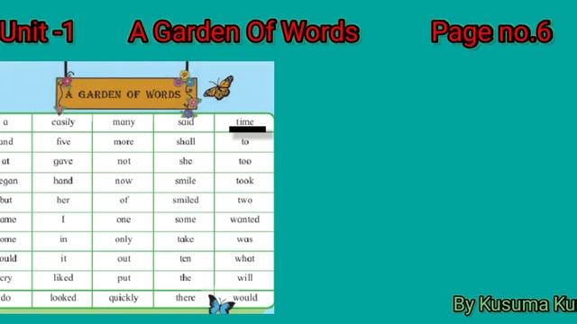 4th,Sub: English(Hindi Medium),Unit -1:A Garden Of Words(Part -3), Maharashtra Board- Kusuma Kuril