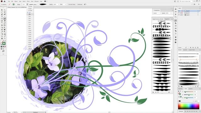 How I draw Swirls and Flourishes over a Flower Photo in Adobe Illustrator