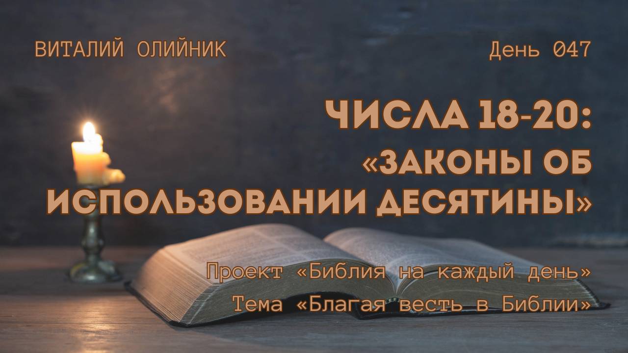 День 047. Числа 18-20: Законы об использовании десятины | Библия на каждый день | Благая весть