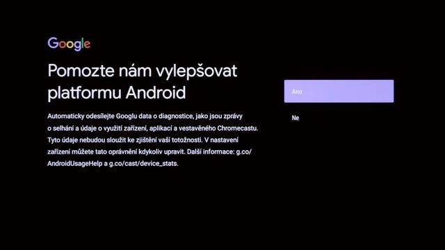 Android TV - první instalace televizoru