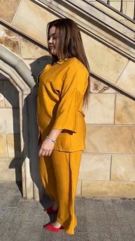 Костюм-тройка из майки, рубашки и брюк-палаццо