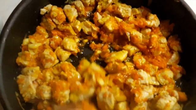 ХиХи жарим индейку с луком и морковкой