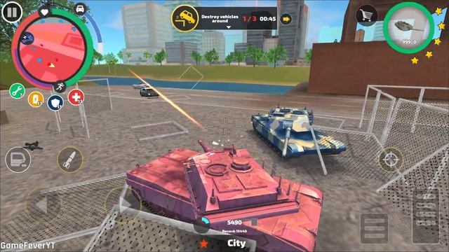 Rope Hero: Vice Town - (Pink Tank Stuck on Mylta Power Save) Army Destroy Tank - Android Gameplay H