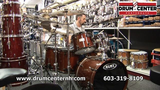 Mapex Saturn Drum Set - Studioease Setup - Walnut Gloss Lacquer, Black Hardware